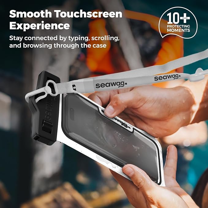 SEAWAG Next Waterproof Phone Case with Lanyard, Floating IPX8 Pouch for iPhone 17 16 Pro Max 15 14 13 12 11 & Samsung Galaxy S25 S24, Beach Cruise Travel Essentials, 2 Pack Black and White