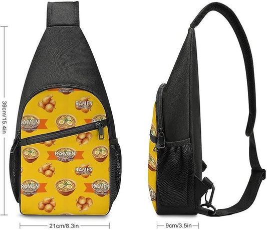 SWEET TANG Anti Theft Sling Chest Bag Shoulder Backpack Chicken Flavor Ramen Noodle Soup Crossbody Bags Gym Sack, Polyester Daypack Lightweight for Men Women Travel Gym Sport Hiking