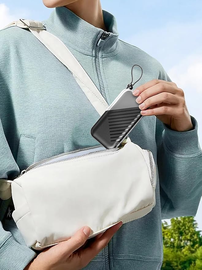 10000mAh Portable Charger Power Bank with Built-in Cable 27W Portable Charger with Wall Plug Portable Cell Phone Charger for iphone Mobile Charger Power Bank for Android Galaxy Android etc, Black