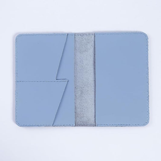INCARNE Passport Cover - Travel Passport Wallet - Leather Passport Holder for Men Women Family with Card Slots & Note Compartmen - Sleeve Protector - Genuine Leather - Classic Light Blue