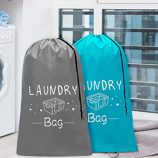 Sylfairy 2 Pack Extra Large Travel Laundry Bag, Dirty Clothes Organizer with Drawstring,Heavy Duty Travel Laundry Bags,Easy Fit a Laundry Hamper Travel Essentials