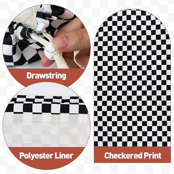 Laundry Bag, Dirty Backpack Laundry Bag For College Travel Laundromat Apartment, With Handles 29" X 18" (Black White Checkered)