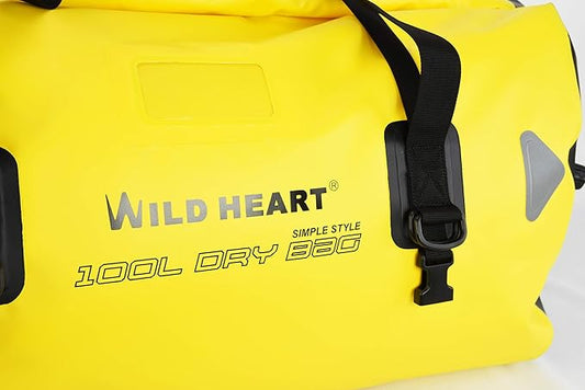 WILD HEART Waterproof Motorcycle Duffel Bag PVC500D Double-bottom With Rope Straps and Inner Pocket 40L 66L 100L for Kayaking, Camping, Boating,Motorcycle