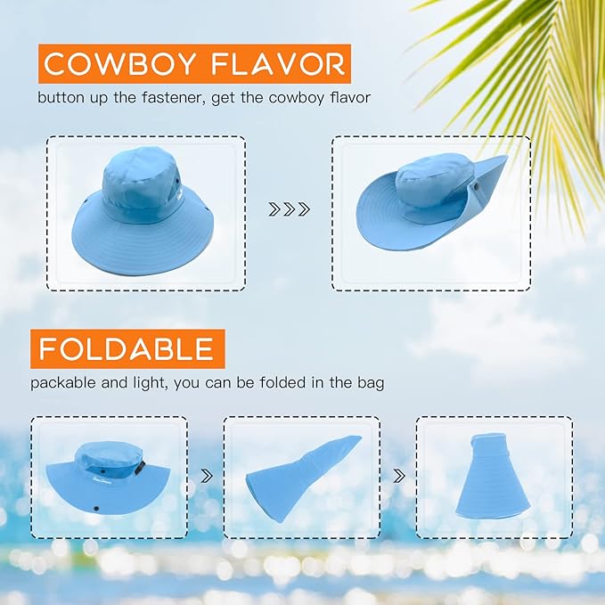 Sun Hats for Women Beach Hat Ponytail Hat Womens Sun Hat with UV Protection Wide Brim