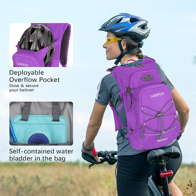 LARIPOP Hydration Backpack, 18L Hiking Backpack with 2L Water Bladder, Lightweight Water Pack for Cycling, Hiking, Biking