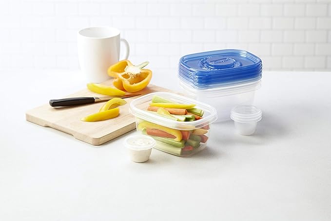 GladWare To Go Snack Food Storage Containers, Medium Rectangle Holds 24 Ounces of Food, 4 Count Set | Tupperware, Plastic Food Container, Meal Prep Container, Plastic Containers with Lids
