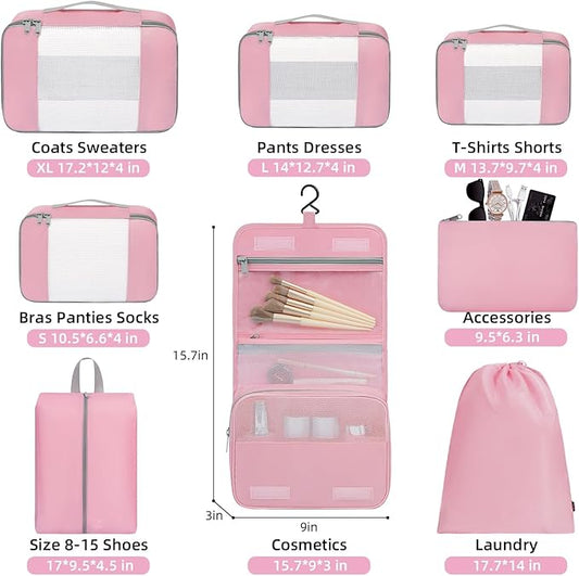 BAGAIL 6 Set/8 Set/10 Set Packing Cubes Various Sizes Packing Organizer for Travel Accessories Luggage Carry On Suitcase