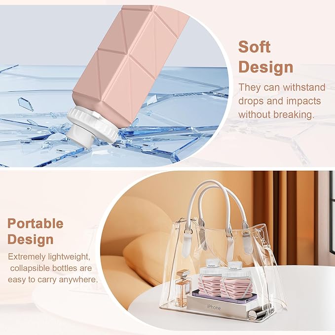 Collapsible Water Bottles 2 Pack Compact Portable,Leakproof,Bpa-Free Silicone Bottles For Travel,Hiking,Camping,Gym,Outdoor Sports.Curable,Lightweight,Reusable For On-The-Go Hydration