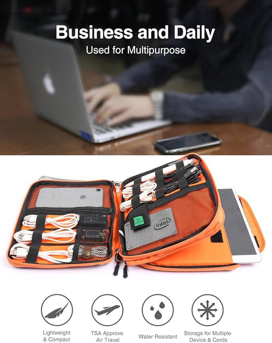 Luxtude Travel Cable Organizer Bag, Electronic Organizer Travel Case Large, Cord Organizers Bag, Tech Bag for Cable Storage/Cord Storage/iPad Pro(up to 11")/Wall Charger/Electronic Accessories