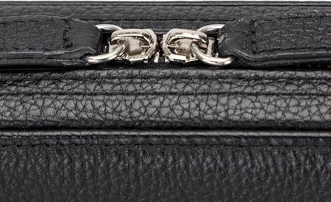 Medicine Handmade Leather Cable Organizer Bag – Full-Grain Leather Travel Tech Case for Cords, Chargers & Accessories – Zippered Storage for Men & Women (Black)