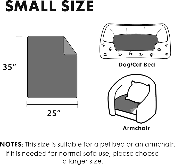 gogobunny Waterproof Dog Blanket for Large Dogs, Cats, Puppy, Reversible Faux Fur Pet Throw Blanket, Washable, Calming Furniture Protection for Sofa Bed (25x35 Inch (Pack of 1), Grey)