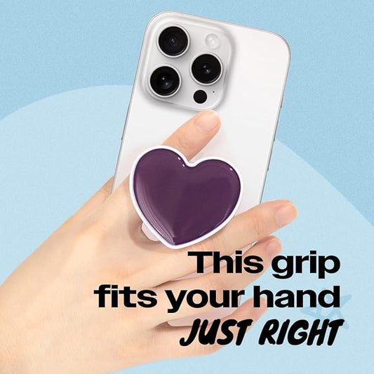 OnTheGrip Cute Solid Macaron Color Heart Shape Collapsible Mobile Phone Grip Stand Holder for Smartphone Tablet Cell Phone Accessory (Purple)