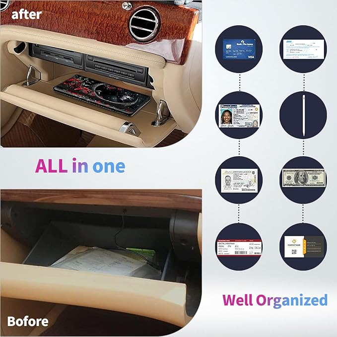 Car Registration and Insurance Holder,Leather Insurance License and Registration Card Holder for Car Glove Box, Auto Truck Document Holder Organizer for Men Women-Moon with Red Rose Flower