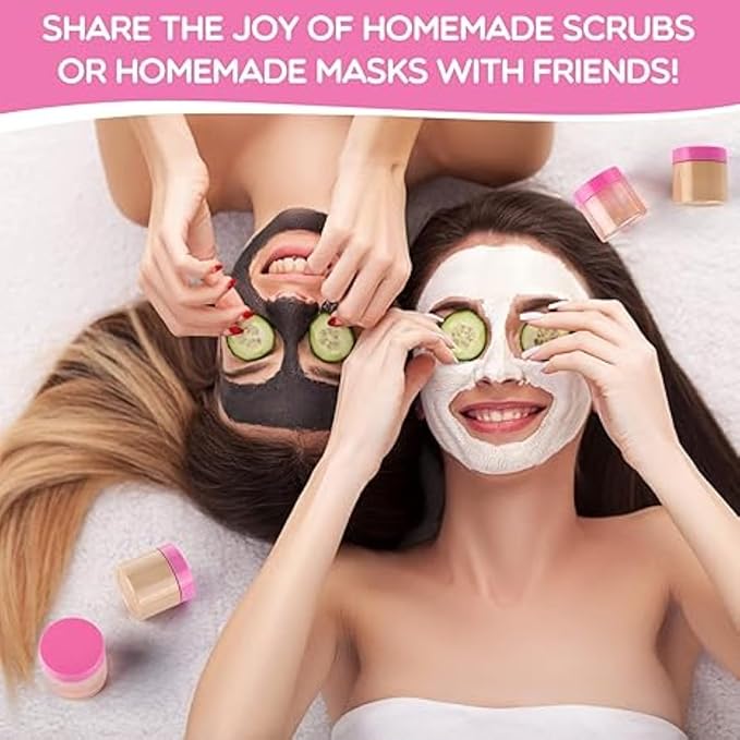 SATINIOR 12 Pack 2 oz Plastic Container Jars with Lids Round Clear Travel Cosmetic Container Slime Jars for Toiletries, Lotion, Cream, Ointments, Makeup, Rhinestone, Samples, Kitchen Storage(Pink)