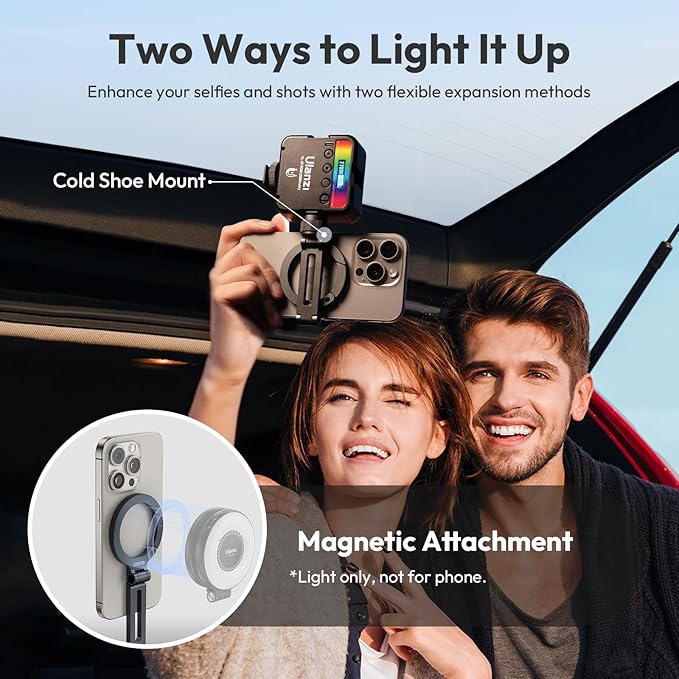 Ulanzi MA07 Magnetic Phone Tripod Mount for Magsafe, Aluminum Camera Phone Mount with 1/4" Screw, Cold Shoe Magnetic Tripod for Camera, Copatibale with iPhone 17/16/15/14/13/12 Series