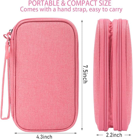 Travel Electronics Organizer, Waterproof Cable Organizer Bag, Accessories Storage Case Pouch for Cable, Cord, Charger, Phone, Power Bank, Earphone (Dark Pink, Medium)