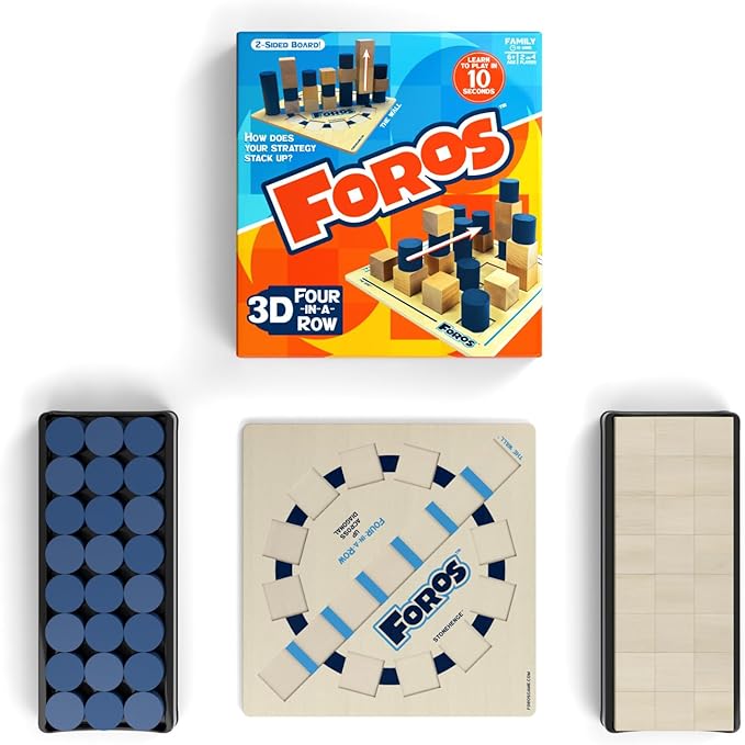Foros 3D Board Game | Strategy Board Games with Unique 3D Gameplay | Family Games for Kids and Adults | Beautiful Wooden Design | Fast-Paced, Easy to Learn & Fun to Play | MESH Accredited for Learning