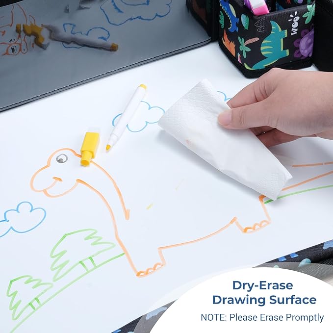 COOLBEBE Kids Travel Tray for Toddler Car Seat, Travel Tray for Airplane, Toddler Car Seat Lap Tray, Carseat Table Tray for Kids Travel Activities (Dinosaur)