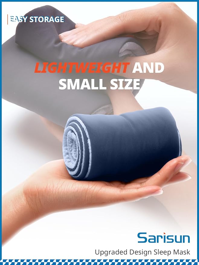 Sleep Mask, Eye Mask for Sleeping, Upgrade Double Side Blackout Eye Cover for Women Men, Light Blocking Wider Adjustable Band for Side Sleeper, Travel, Nap, Ultra-Soft, Yoga, Relief Eye, Black