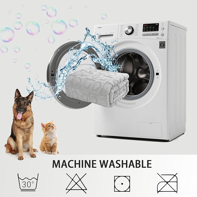 gogobunny Calming Plush Dog Cat Blanket 300GSM Coral Fleece, Ultra-Soft Machine Washable Pet Bedding for Small Medium Dogs Cats Puppies Kittens (Silver, 60x80)