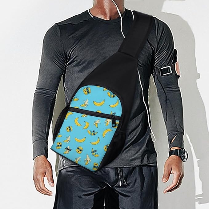 SWEET TANG Casual Sling Backpack for Women Chest Shoulder Crossbody Backpack, Gym Funny Sack, Satchel Travel Bag Outdoor Hiking Daypack Cute Banana