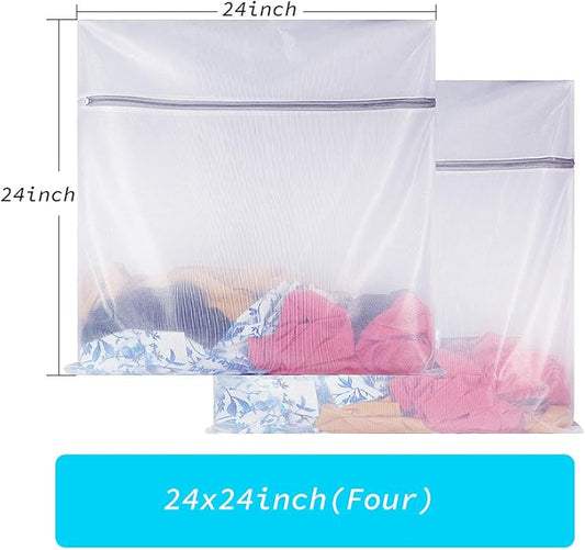 Laundry Mesh Bag-Heavy Duty Mesh Laundry Bags,Laundry Bags Mesh Wash Bag for Washing Machine-Supper Zipper Net Laundry Bag for Travel,Lingerie,Sweater,Garment,Undergarment 4(24Inch×24Inch)