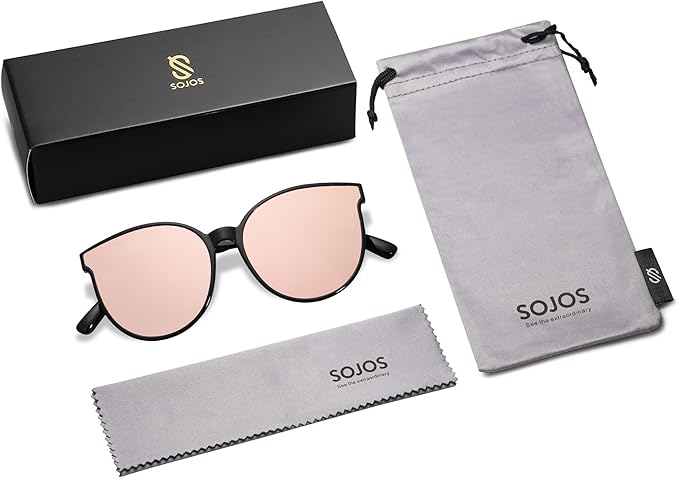 SOJOS Fashion Round Sunglasses for Women Men Oversized Vintage Shades SJ2057