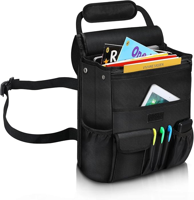 Car Front Seat Organizer| Efficient Car Organizers and Storage | Laptop,Tablet Pockets, Adjustable Straps,Kid-Friendly, Multi-Pocket, Cup Holders, Sturdy and Durable, Black