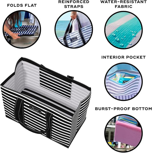 SCOUT Original Deano Tote Large - Durable Lightweight Open Top Beach, Pool & Lake Bag, Inside Zip Pocket, Folds Flat