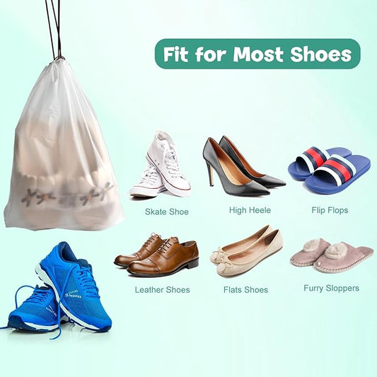 32 Pcs Shoe Bags for Travel, PLULON 15.7" x 11.8" Clear Drawstring Storage Bags Shoes Organizer for Packing Waterproof Dustproof Women Men Portable Travel Essentials