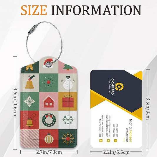 Snowman Snowflake Luggage Tags for Suitcase 3 Pack, Privacy Cover ID Label with Stainless Steel Loop and Address Card for Travel Bag Suitcase