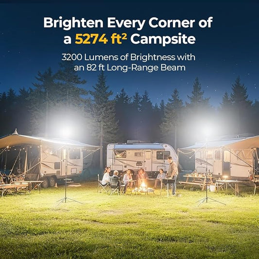 BougeRV Telescoping Camping Light, 3200 Lumen Outdoor Lantern, 8000mAh LED Lantern, 7.55 Feet Tall, 90-Hour Runtion, Rechargeable Tent Lamp for Camping, Emergency, Hiking, Outdoor(Model: CL03)