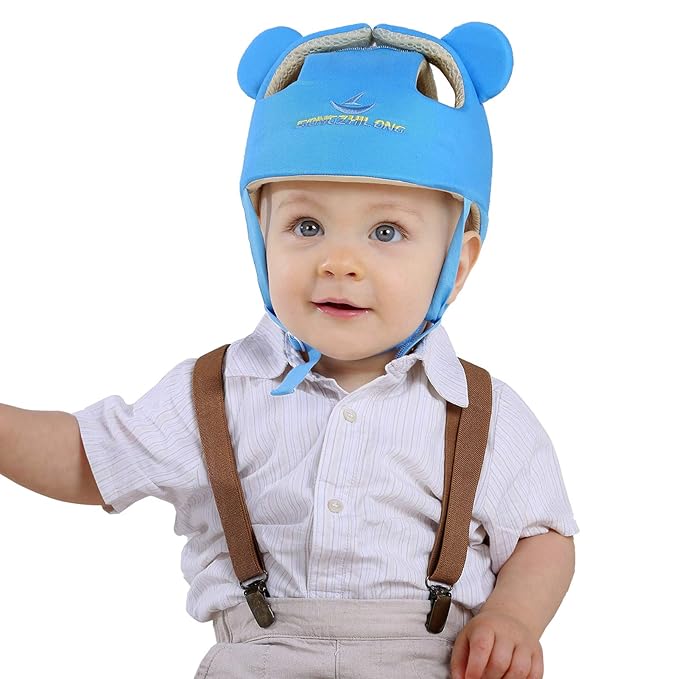 Baby Infant Helmet Toddler Headguard Head Protective Cushion Cute Children Adjustable Helmet Hat Harnesses Cap Kid Child Crawl Walk Playing (Blue)