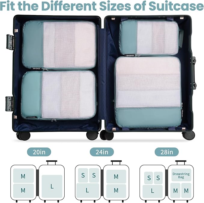 BAGAIL 6 Set Ultralight Compression Packing Cubes Packing Organizer for Travel Accessories Luggage Suitcase Backpack