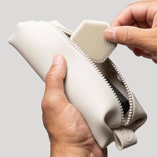 TOOLETRIES The Koby Mini Dopp Kit - Silicone Toiletry Organizer, Bathroom Travel Bag - Features Heavy-Duty Zipper, Leak Resistance, Easy to Clean - Sand