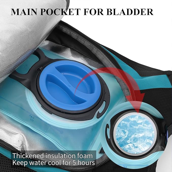 NONSAR Hydration Backpack, Hiking Backpack with 3L Water Bladder, Lightweight Insulation Hydration Pack, Water Backpack for Hiking, Cycling, Running, Festival, Camping for Men Women