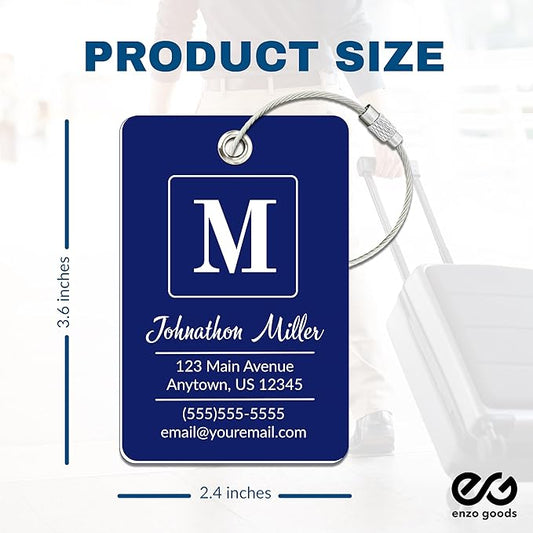 Personalized Luggage Tag | 6 Pack | Custom Luggage Tags for Suitcases | Kids Backpack Tag | 10 Color Options & Choose Font, Font Color