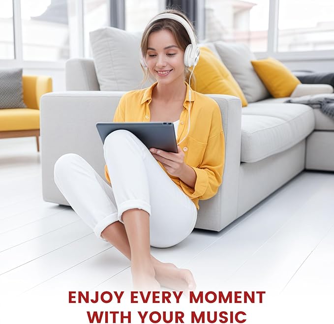 USB C Headphones Wired, Over Ear USB C Wired Headphones with Microphone, Volume Control, HD Stereo Sound,Foldable USB Type C Headphone for Adult/Teens/Laptop/Computer/iPhone 15/16 Series,White