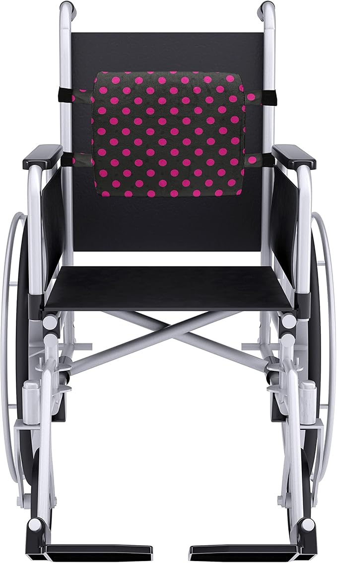 Ambesonne Hot Pink Lumbar Back Support Pillow, Old Fashioned Polka Dots Symmetrical Pattern in Vibrant Color Classical Pop, High Density Foam for Office Chairs Car Seats, 14" x 13", Black Hot Pink