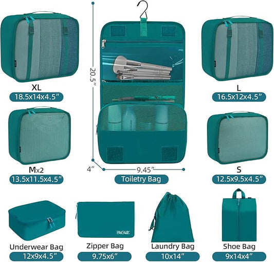 BAGAIL 6 Set/8 Set/10 Set Packing Cubes Various Sizes Packing Organizer for Travel Accessories Luggage Carry On Suitcase