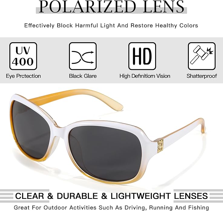 SIPHEW Polarized Sunglasses for Women | Vintage Square Sunglasses w UV400 Protection | Womens Wraparound Shade