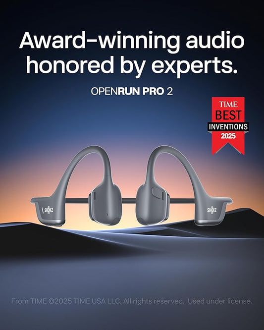 SHOKZ New OpenRun Pro 2 Mini -Open-Ear, Bone Conduction Sport Headphones -with Reflective Strip -Sweat Resistant, Workout Headphones -Secure, Wireless, Comfortable Fit-Deep Bass and Smart Mic App