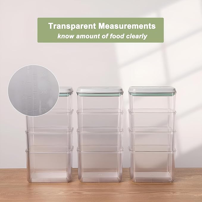 Kahyeets Airtight Food Storage Containers with Lids Airtight Pop Up Containers with Labels Pasta Organizer for Kitchen Pantry Cereal Snack Flour Sugar Coffee, 2700ml / 2.85qt