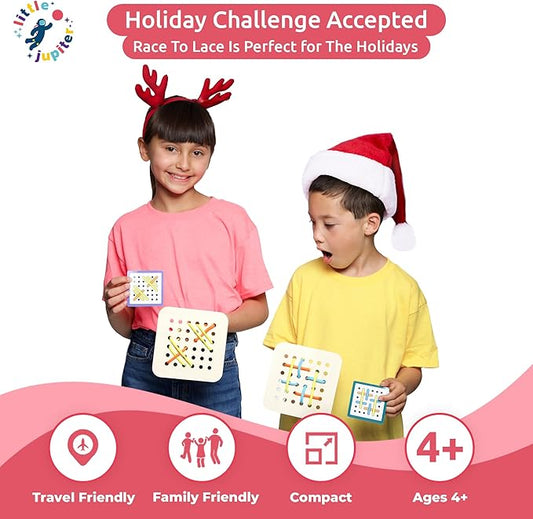Race to Lace - Perfect Home or Travel Game for Kids and Adults - Ideal for 8-12 Years Old - Solo or 2+ Players for for 4+ Years & Up for Car, Airplanes, Road Trips - Family & Kids