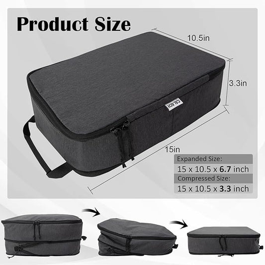 Compression Packing Cubes for Travel Essentials, 2 Set Expandable Packing Cubes for Suitcase Luggage Organizer Bags for Travel, Black