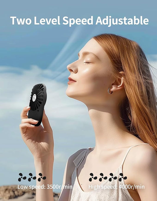 Aluan Handheld Mini Fan Powerful Small Personal Portable Speed Adjustable USB Rechargeable Eyelash Fan for Kids Girls Boys Woman Man Home Office Outdoor Travel, Black