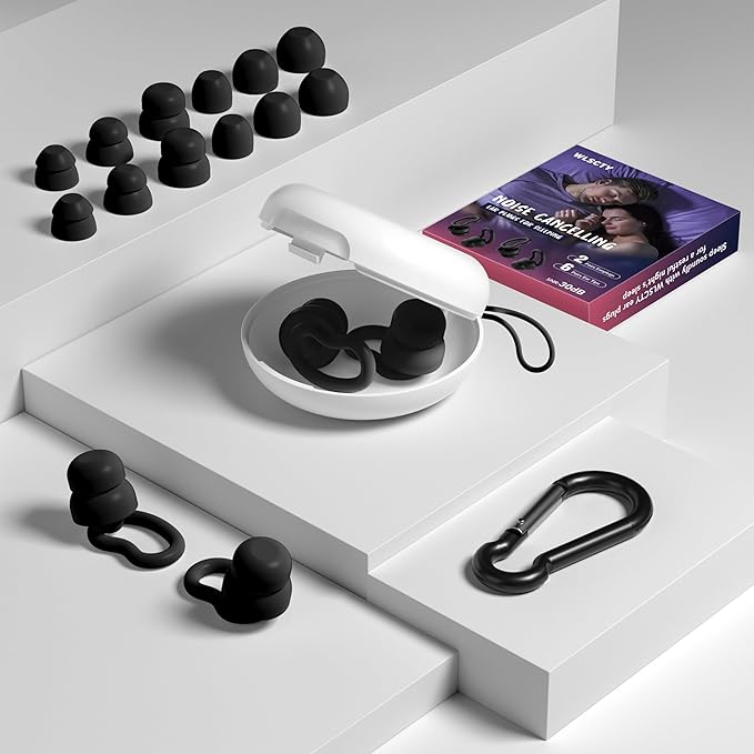 Noise Cancelling Ear Plugs for Sleeping - 2 Pairs Reusable Soft Silicone Noise Block Earplugs for Sound Proof, 30db Noise Reduction Earplug for Sleep, Snoring Blocking, Concert