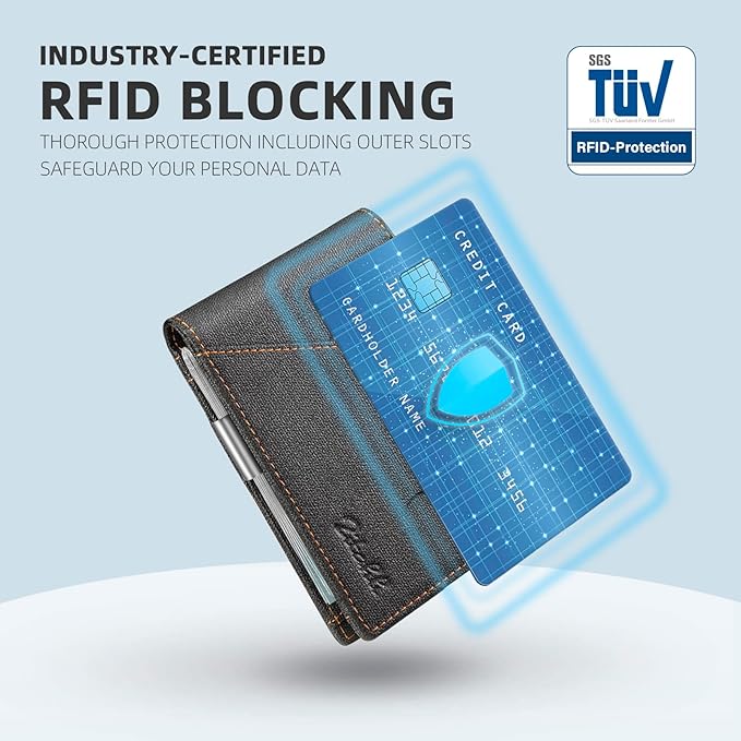 Zitahli Wallet for Men - with Money Clip Slim Leather Slots Credit Card Holder RFID Blocking Bifold Minimalist Wallets with Gift Box