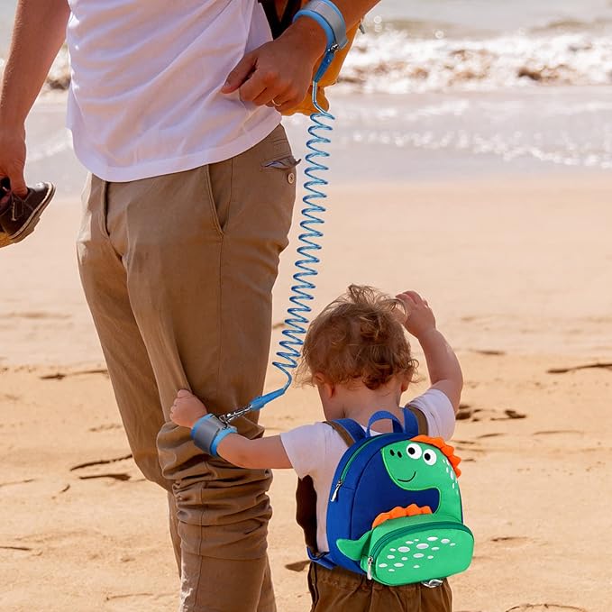 Accmor Toddler Harness Backpack Leash, Cute Dinosaur Backpacks with Anti Lost Wrist Link, Mini Child Leash Wristband Baby Protection for Walking, Keep Kids Close Tether Rein for Boys Aged 1-3 Years