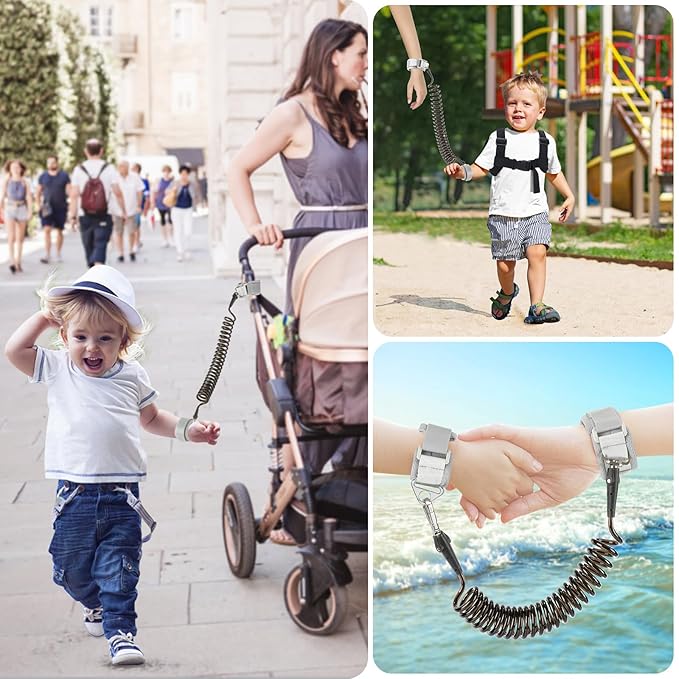 Accmor Toddler Harness Leash + Anti Lost Wrist Link, Cute Dinosaur Kids Harness with Leash, Mini Child Harness Leash Wristband Tether Protector for Baby Boys Girls Age1-3 Years Old to Outdoor Travel